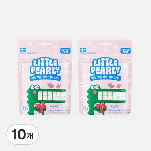 리틀펄리 어린이 자일리톨 무설탕 캔디 복숭아맛, 35g, 10개