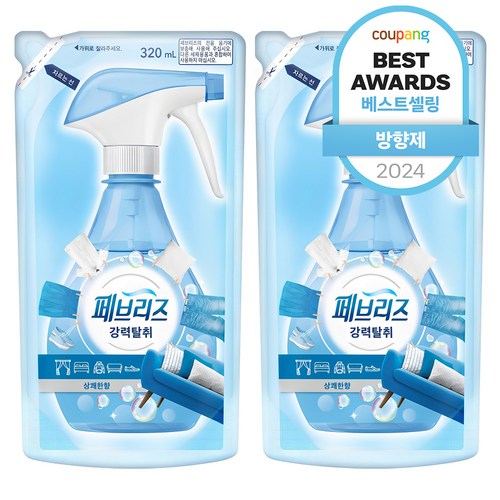 페브리즈 섬유탈취제 상쾌한향 리필, 320ml, 2개