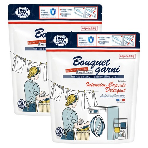 부케가르니 딥 클린 초고농축 캡슐 세제, 100개입, 2개