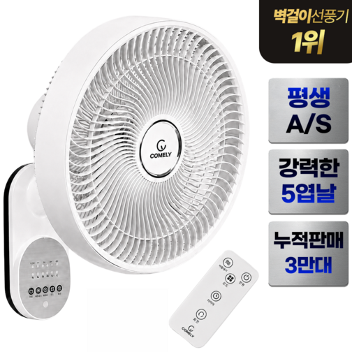 5세대 벽걸이형 저소음 공기순환 서큘레이터 선풍기 리모컨, 단일상품