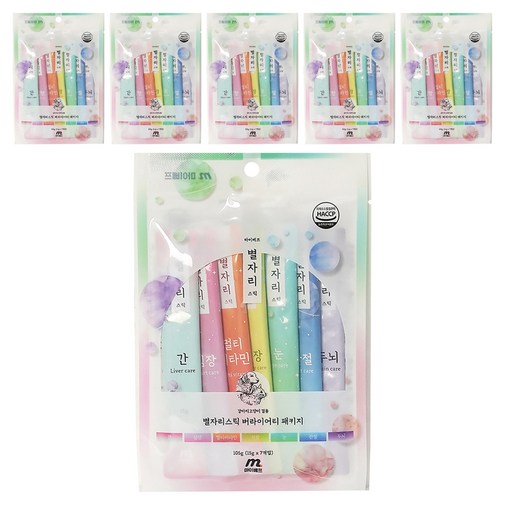 마이베프 반려동물 별자리스틱 버라이어티 영양제 7종 세트, 15g, 종합영양제, 6세트