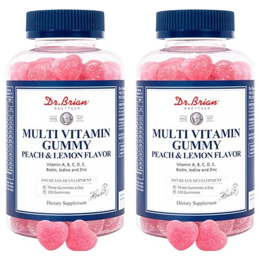 닥터브라이언 멀티비타민 구미 복숭아  레몬맛, 300g, 2개