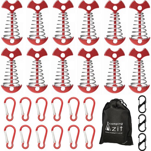 롱타입 피쉬테크팩 12개카라비너 12개S비너 3개부직포 주머니, 1세트