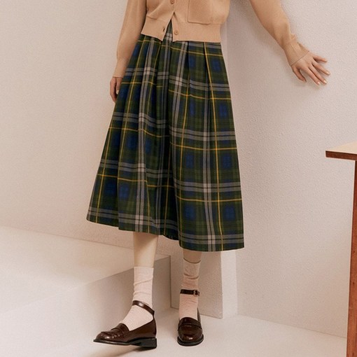 더엣지 체크 볼륨 스커트 WYSK6G01