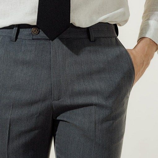 3.9세컨즈 남성용 봄 세미와이드 핏 프리미엄 히든밴딩 스판 정장바지 슬랙스