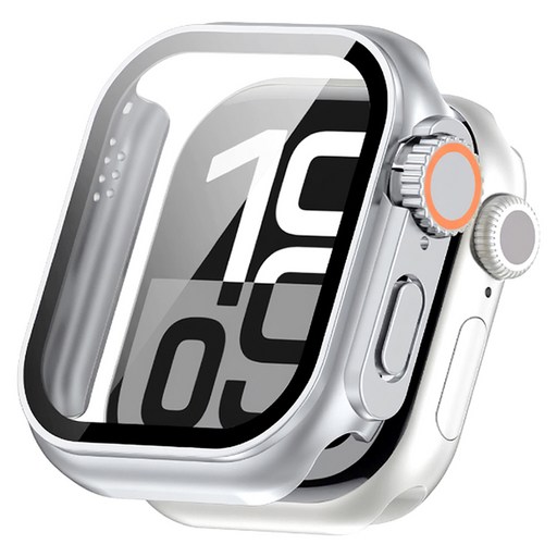 이츠라이프 애플워치 울트라st 체인지 강화유리 풀커버 케이스, 실버, 1개