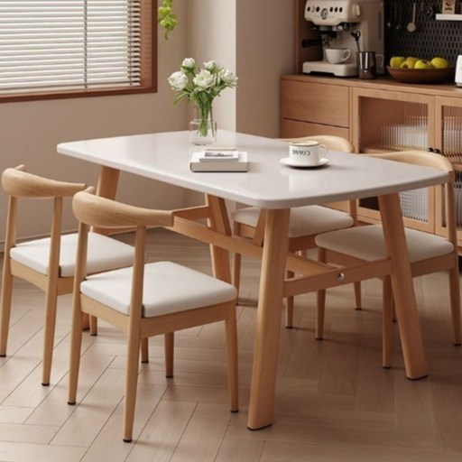 오브민 1200 LPM 우드 4인용 거실 식탁 스틸 테이블, 우드화이트, 4인용