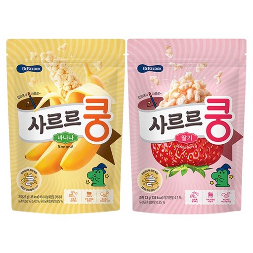 베베쿡 유아용 사르르쿵 딸기 23g 3p + 바나나 23g 3p