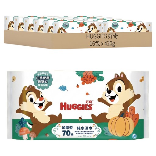 HUGGIES 好奇 奇奇蒂蒂加厚型純水嬰兒濕巾, 70張, 16包, 420g