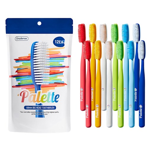 오라덴스 팔레트 빅헤드 칫솔, 1세트, 12개입