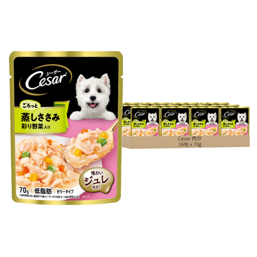 Cesar 西莎 成犬 蒸鮮包, 70g, 16包, 低脂雞肉 + 蔬菜