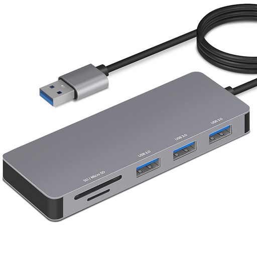 홈플래닛 USB-A 커넥터 5포트 멀티 허브 (USB3.0 3개 + SD + mSD) 120cm 케이블, HUB5A, 단일색상