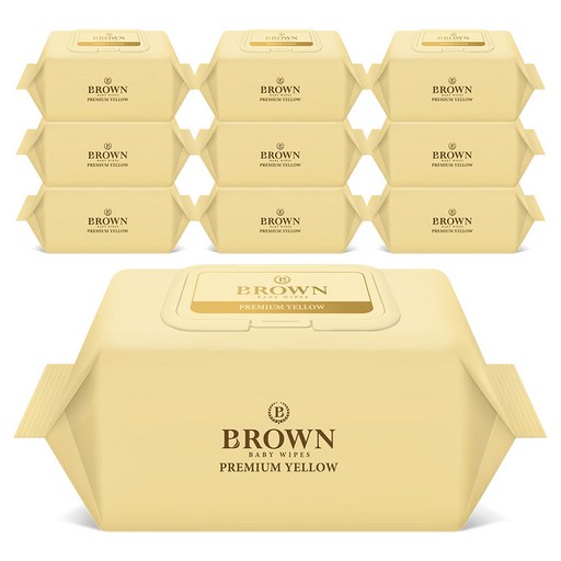 브라운 프리미엄 옐로우 아기물티슈 캡형