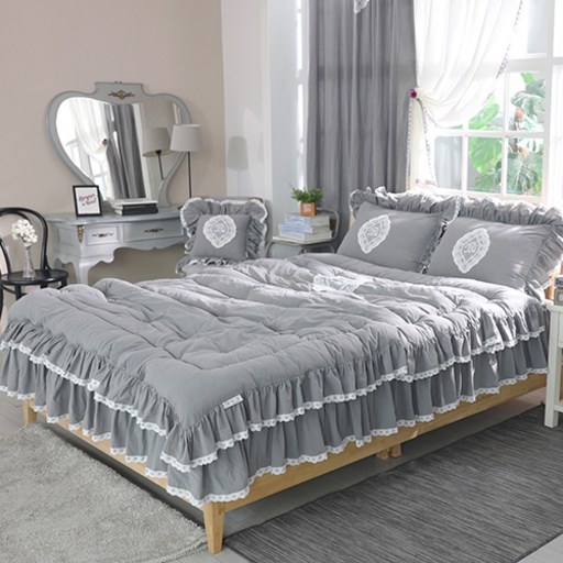 류금숙 여자의침실 광목워싱 레이스 차렵이불 숏 매트커버세트