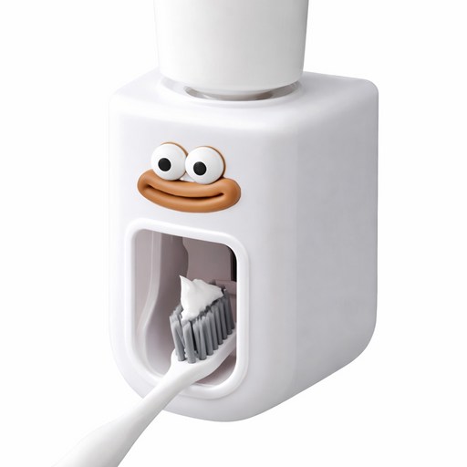 굿앤칩 욕실 무타공 오리 원터치 자동 치약 디스펜서