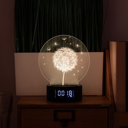 라이트피플 블루투스 스피커 LED 시계, 민들레(블랙)
