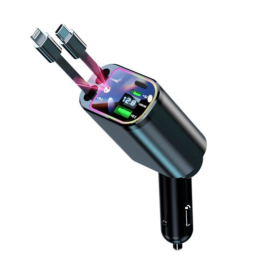 SASAKO 컬러 무드등 별천장 차량용 고속 충전기 동시4대충전 릴타입 차량용 충전기 PD C타입애플