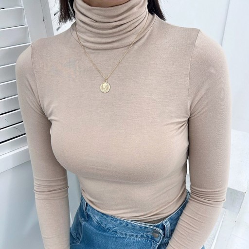 국산 8 컬러 레이어드 폴라티 모달 이너 티셔츠 빅사이즈 목티