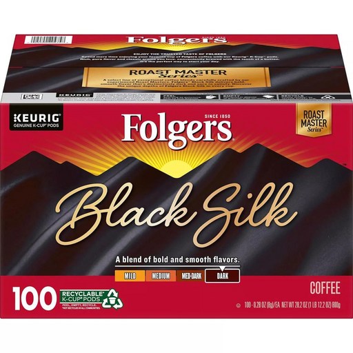 Folgers Black Silk Dark Roast Coffee Keurig 폴저스 블랙실크다크 큐리그커피 100개 캡슐커피, 100개