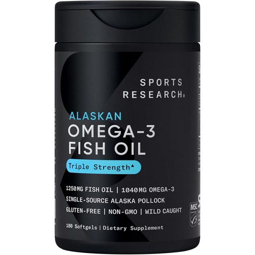 三倍強度Omega-3魚油必需脂肪酸EPA DHA軟膠囊, 180顆, 1罐