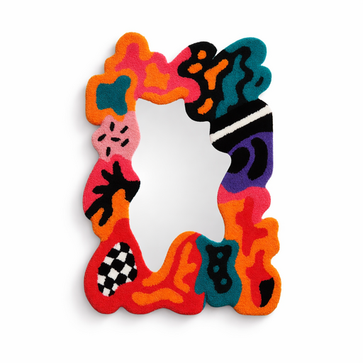 로쏘 웨이브 터프팅 미러 인테리어 거울 스탠드 벽걸이 겸용 3단 각도조절 집들이 생일선물, 터프팅거울