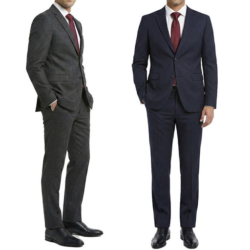 워모 11 울 혼방 스트레치 정장수트 네이비그레이 두벌세트