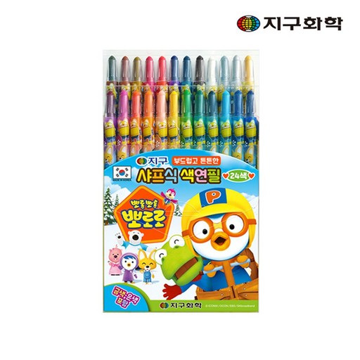 지구화학 뽀롱뽀롱뽀로로 지구 샤프식 색연필 24색 1개