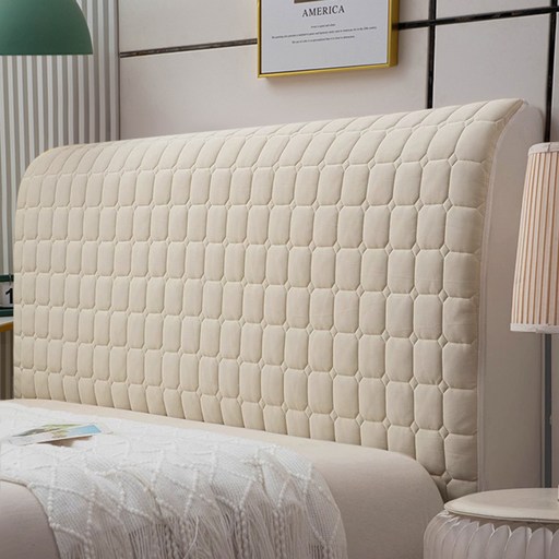 하우스베라 퀼팅 벨벳 침대헤드커버 사계절 고탄력 패브릭 헤드쿠션커버 보드, 1개, 샌드베이지