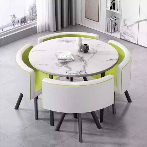 로아스 이쁜 원형 테이블 의자4P 세트 원형식탁 카페테이블 인테리어 상담석 사무실테이블