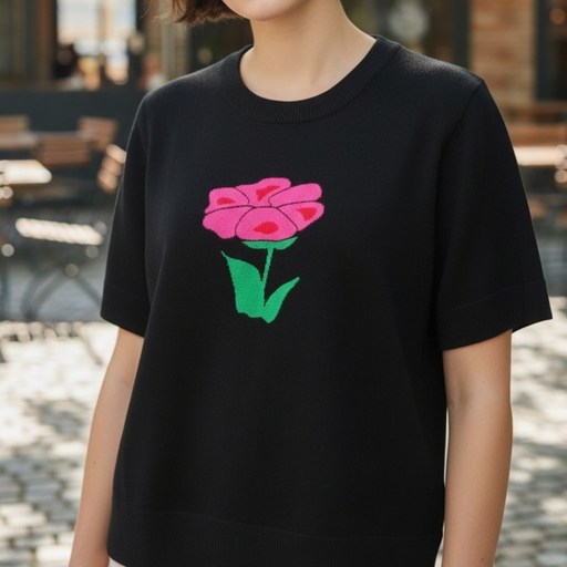 니트골프웨어 골프웨어니트 골프웨어인타샤 여성골프웨어니트 인타샤니트 장미꽃 반팔