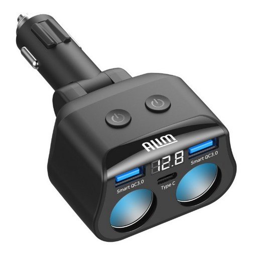 아림 PD 차량용 스위치 시거잭 볼트게이지 120W 2구 소켓 3포트 C타입 고속 충전기 퀵차지 멀티소켓