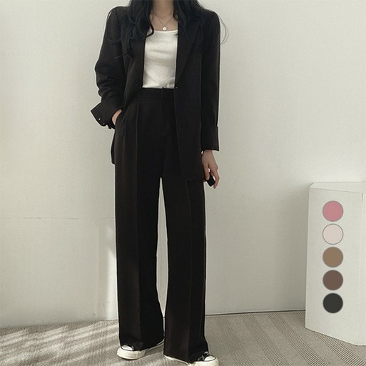 페이퍼먼츠 여성용 오피스 정장세트 싱글버튼 자켓  와이드 팬츠 06562