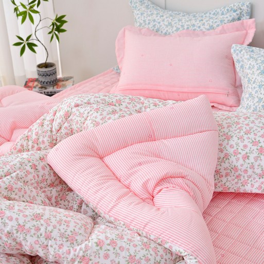 알렌드리 국산 꽃무늬 항균 옥수수솜 차렵이불