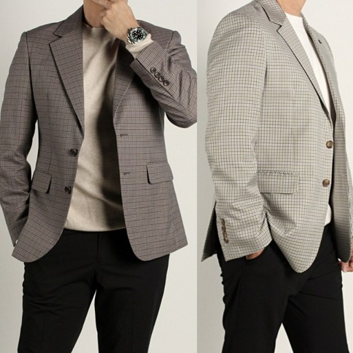 브랜드라인 봄 가을 체크 남자 콤비 자켓 마이 블레이저 정장자켓