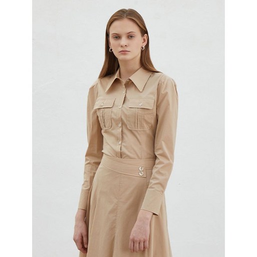 에고이스트 볼륨 소매 빅포켓 블라우스 베이지 EP2WB461