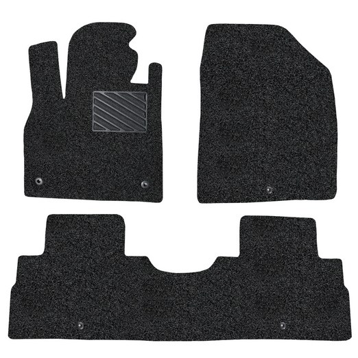 포시즌카매트 차량용 코일매트 확장일체형 12열 3p, 현대 펠리세이드 7인승, 블랙