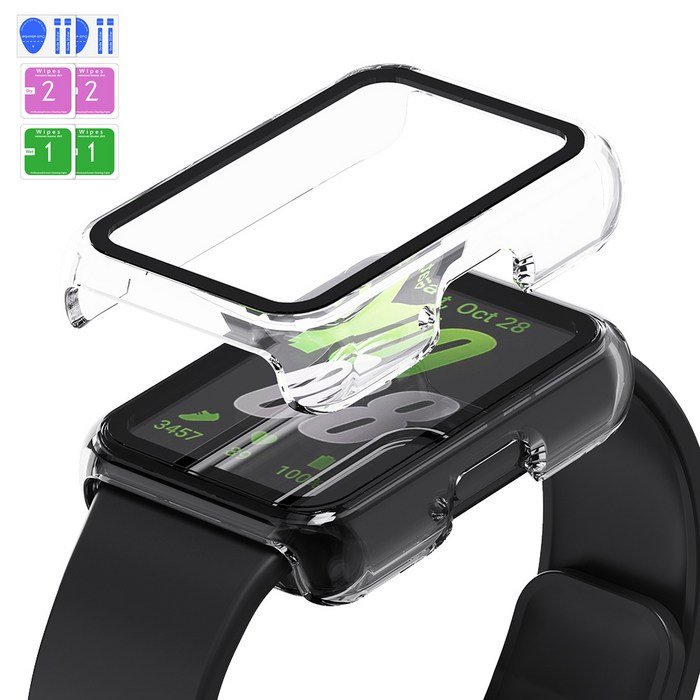 칸탐 갤럭시 핏3 호환 풀커버 강화유리 케이스 2p 세트, 투명투명, 1개