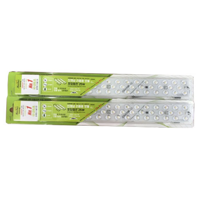 꾸미라이팅 OSRAM칩 LED모듈 25W 포밍램프 일체형 LED형광등 단자 2p  스페이서 3p 세트, 전구색, 2세트