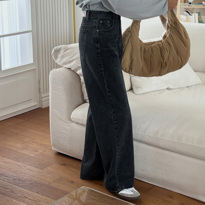 이블렛 여성용 롱미들숏 기장 브킨스 길이별 와이드 데님팬츠
