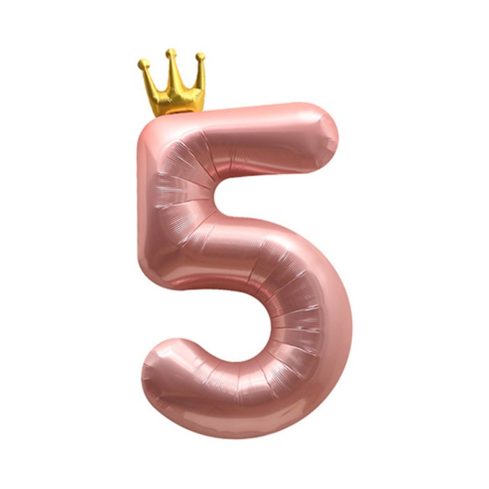 이자벨홈 생일파티 왕관 숫자 풍선 5 초대형, 핑크, 1개