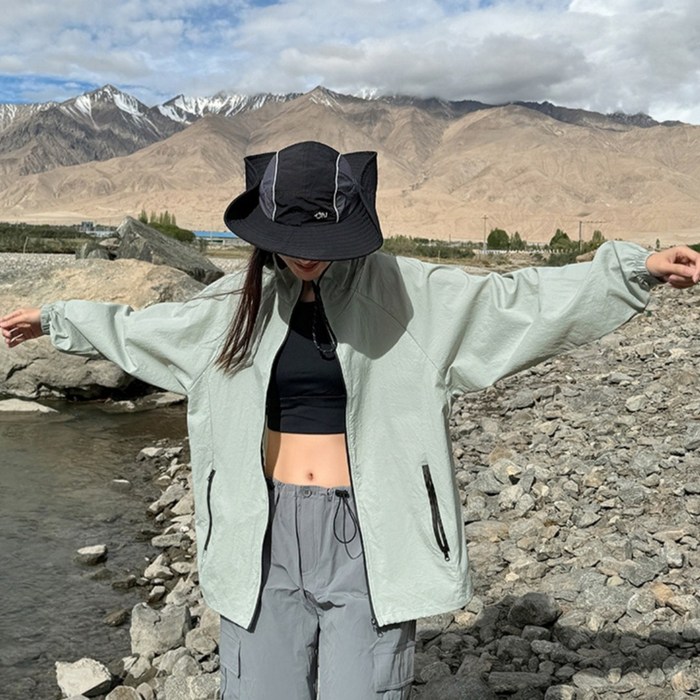 ANYOU 여성 여름 바람막이 초경량아우터 데일리 자외선차단 루즈핏 자켓 가벼운