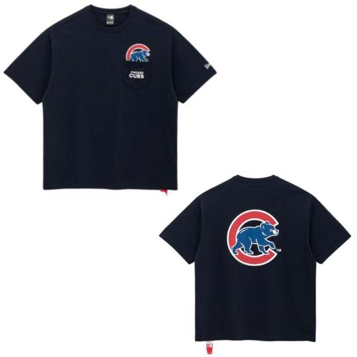 백화점발송상품 NEW ERA 뉴에라 반팔티셔츠 포켓티셔츠 이브닝블루 CHICAGO Cubs 시카고 컵스