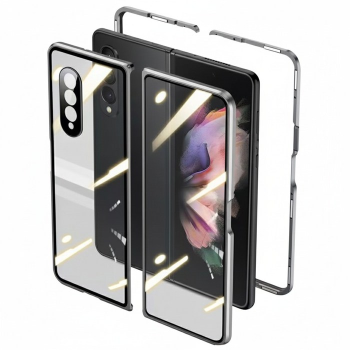 YINUO 갤럭시 Z폴드3 Z폴드4 강화유리 마그네틱 자동흡착 케이스 적용