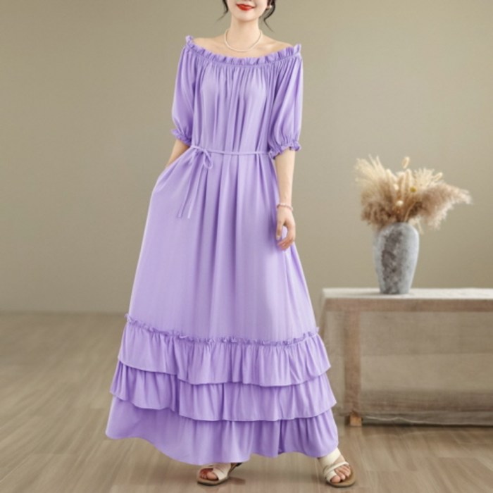 ZENCY 젠시 프레야 반팔 롱원피스