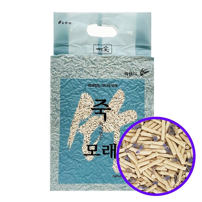백년애 대나무 써서 만든 냄새 잡는 두부모래 라벤더 스틱형 15kg 천연 라벤더 꽃 첨가