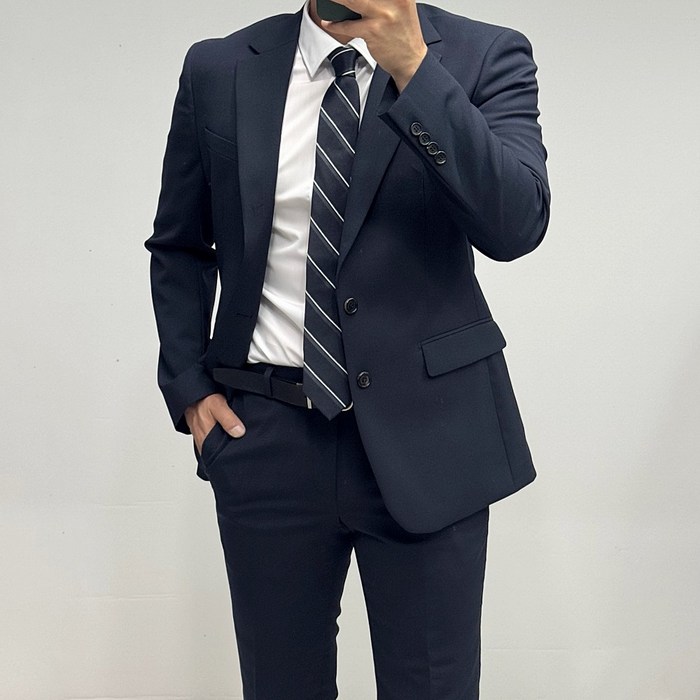 바쏘옴므 봄 여름 가을 다크이비 슬림핏 남성 정장 WSX1JT28