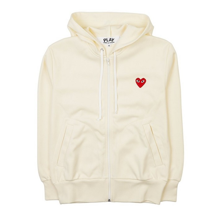 [국내매장판] 꼼데가르송 COMME DES GARCONS 남성 하트 로고 패치 후드 집업 아이보리 P1T172 IVORY