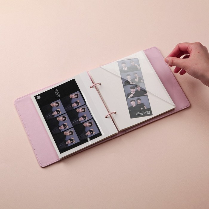 전하담 포토 인생 네컷앨범 하루필름 사진첩 초음파 포토북 접착식 대용량, 핑크