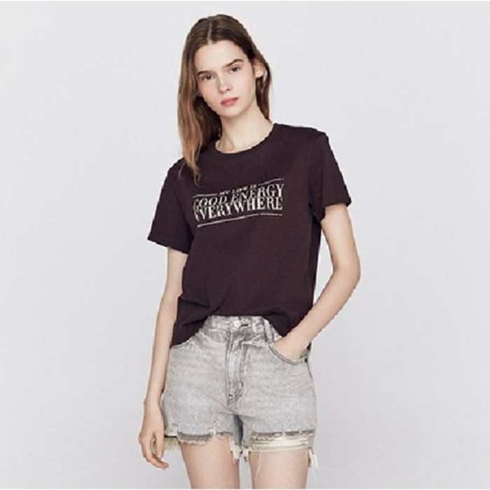 지오다노 여성 워시드 미니핏 그래픽 반팔 티셔츠 395904 957906