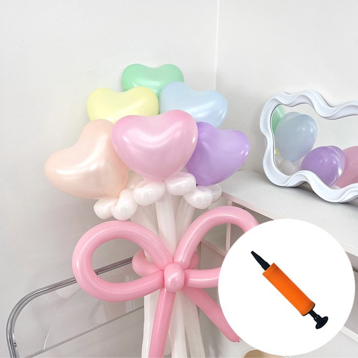 DIY 하트 풍선 마카롱 믹스 꽃다발 손펌프 by파티아일랜드